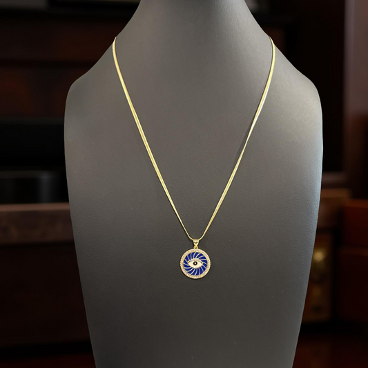 Blue Spiral Evil Eye Necklace