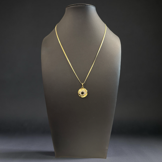 White Rondelle Evil Eye Necklace