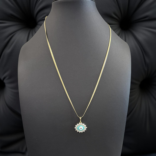14K Plated Turquoise Evil Eye Pendant